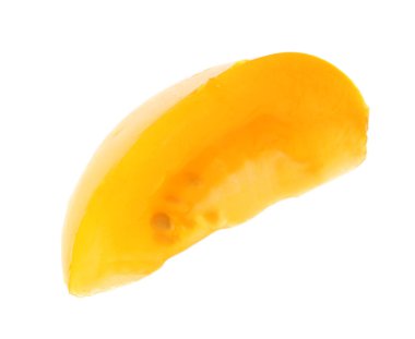 Beyaz zemin üzerine sarı domates dilim