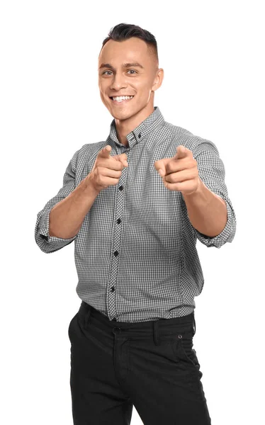 Young Man Casual Clothes Posing White Background — Stock Photo, Image