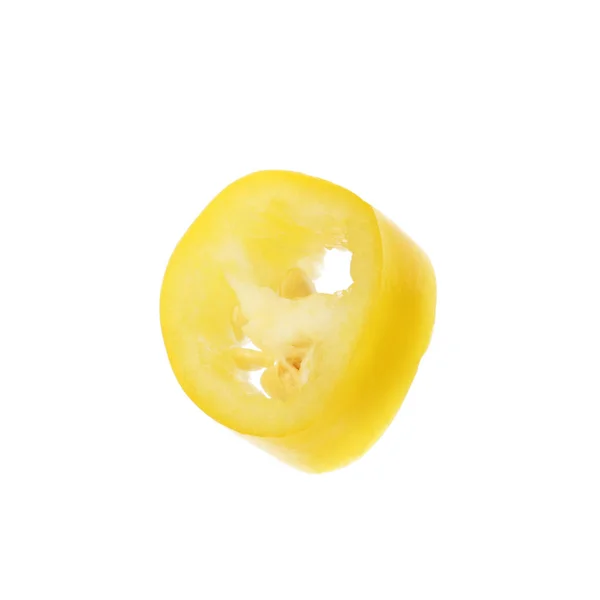 Slice Ripe Chili Pepper White Background — Stock Photo, Image