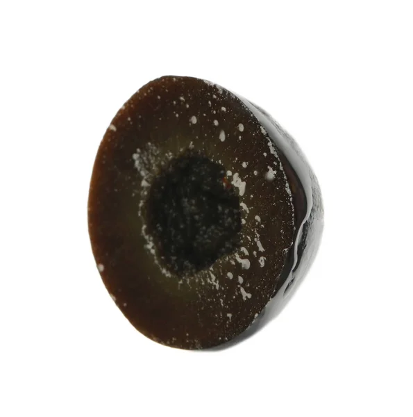 Кусочек Черной Оливки Белом Фоне — стоковое фото