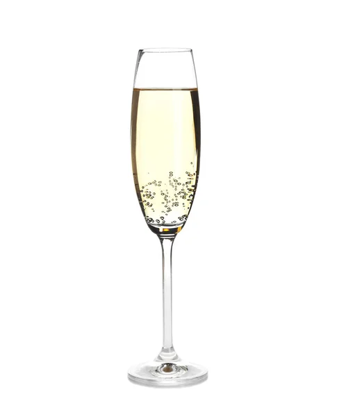 Verre Champagne Sur Fond Blanc Boisson Festive — Photo