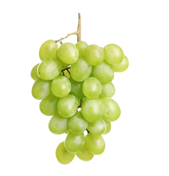 Zielony Świeży Dojrzała Kiść Soczyste Winogrona Białym Tle — Zdjęcie stockowe