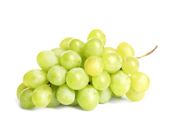 Bando Uvas Verdes Frescas Maduras Suculentas Isoladas Branco — Fotografia de Stock