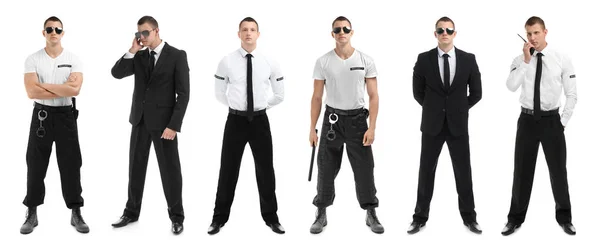 Set Con Guardia Seguridad Sobre Fondo Blanco — Foto de Stock