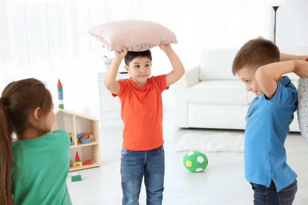 Cute Little Children Playing Together Indoors — Stock Photo, Image