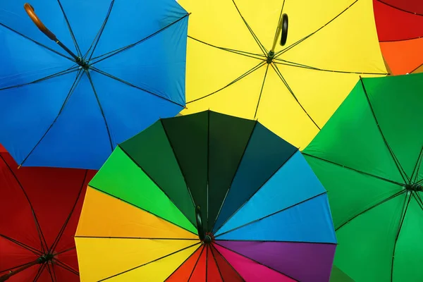 Beaucoup Parapluies Colorés Élégants Comme Arrière Plan Gros Plan — Photo