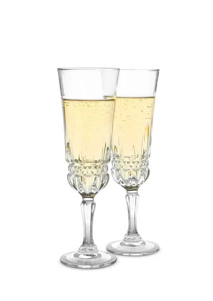 Glas Mousserande Champagne Isolerad Vit — Stockfoto