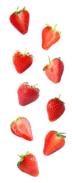 白い背景においしい甘いイチゴとセット — ストック写真