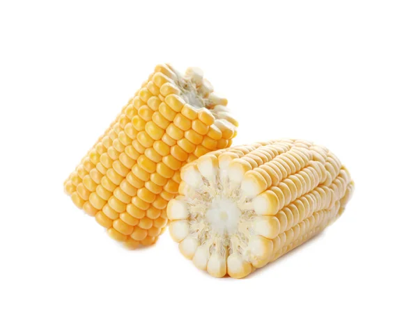 Välsmakande Sweet Corn Cob Vit Bakgrund — Stockfoto