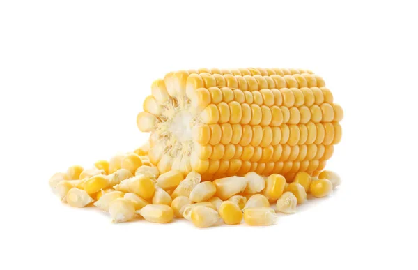Ízletes Csemege Kukorica Cob Fehér Háttér — Stock Fotó