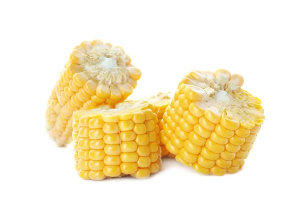 Välsmakande Sweet Corn Cob Vit Bakgrund — Stockfoto