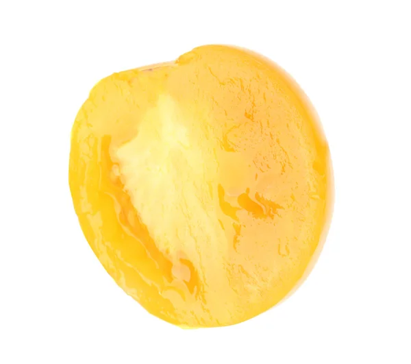 Φέτα Κίτρινο Ντομάτα Λευκό Φόντο — Φωτογραφία Αρχείου
