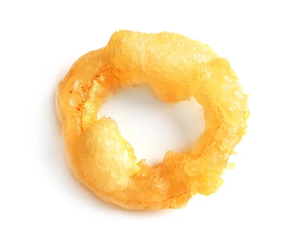 Delicious Golden Breaded Deep Fried Crispy Onion Ring White Background — Stock Photo, Image