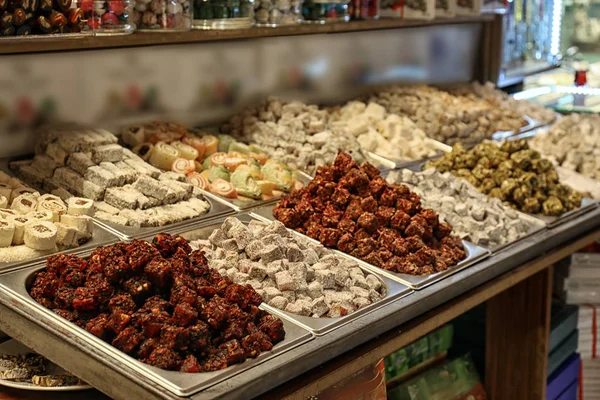 Different Kinds Delicious Sweets Market — Stock Photo, Image