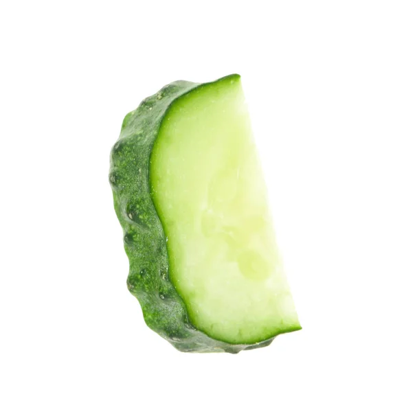 Slice Fresh Cucumber White Background — Stock Photo, Image