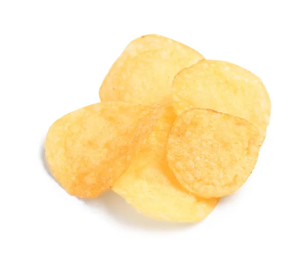 Leckere Knusprige Kartoffelchips Auf Weißem Hintergrund — Stockfoto