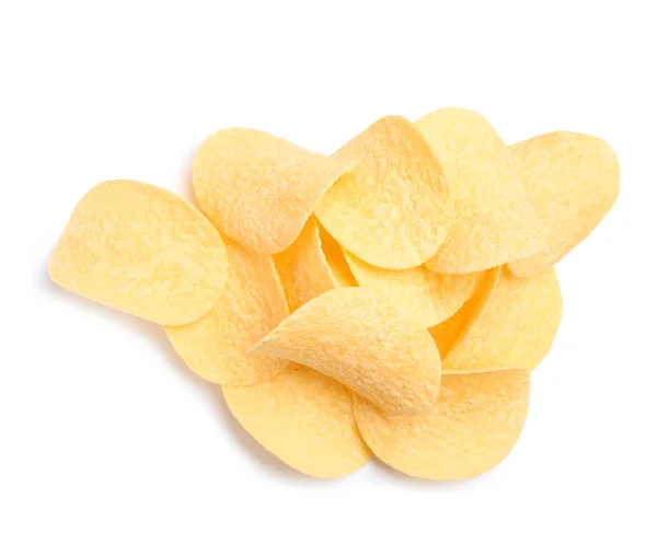 Leckere Knusprige Kartoffelchips Auf Weißem Hintergrund — Stockfoto