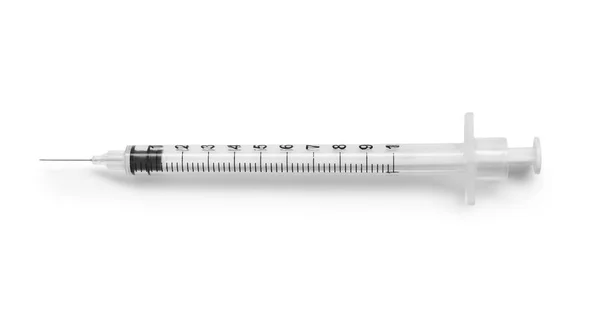 Empty Syringe White Background Top View Medical Treatment — Stock Photo, Image