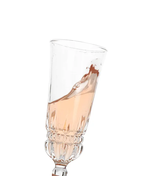 Glas Rose Champagner Auf Weißem Hintergrund — Stockfoto