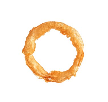 Lezzetli altın kotletpane ve derin kızarmış gevrek soğan halkası beyaz arka plan üzerinde