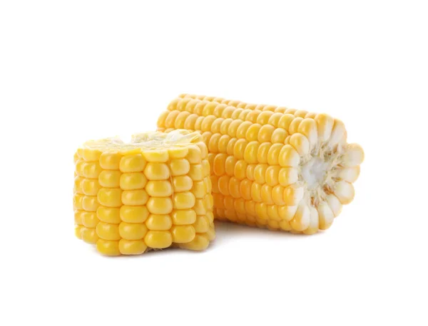 Välsmakande Sweet Corn Cob Vit Bakgrund — Stockfoto