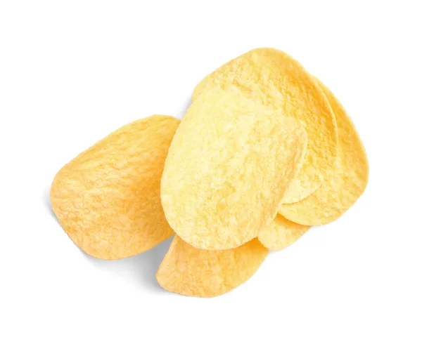 Leckere Knusprige Kartoffelchips Auf Weißem Hintergrund — Stockfoto