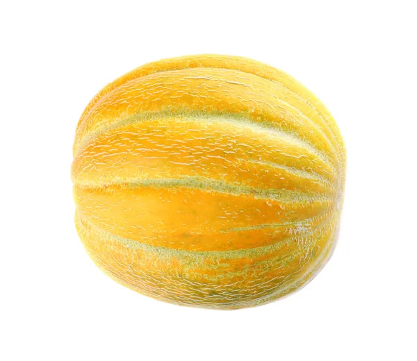 Hela Välsmakande Mogen Melon Vit Bakgrund Ovanifrån — Stockfoto