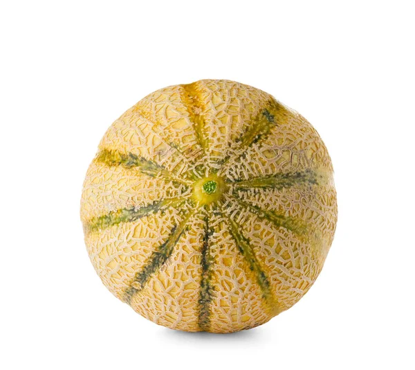 Hela Välsmakande Mogen Melon Vit Bakgrund — Stockfoto