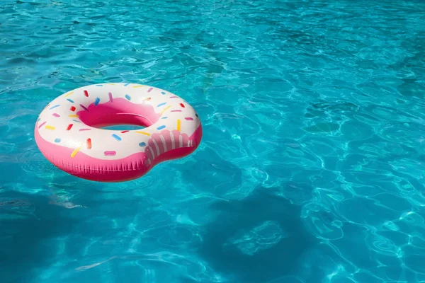 Inflatable Ring Floating Swimming Pool Sunny Day Space Text — Stock Photo, Image