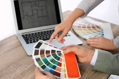 Takım tasarımcılar Ofis masaları, portre renk paleti ile çalışma