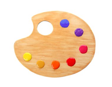 Palet boya beyaz arka planda, üstten görünüm