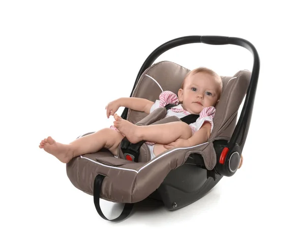 Adorable Baby Child Safety Seat White Background — Stock Photo, Image