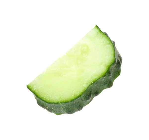 Rebanada Pepino Fresco Sobre Fondo Blanco — Foto de Stock