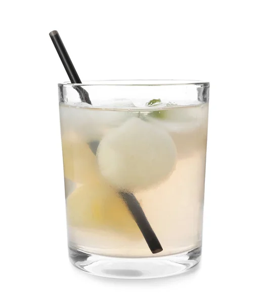 Glass Melon Ball Drink White Background — Stock Photo, Image