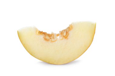 Beyaz zemin üzerine lezzetli Olgun kavun dilim