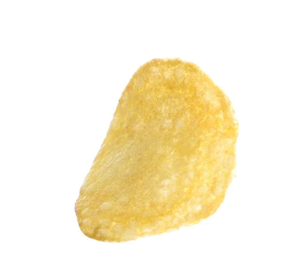 Lekkere Krokante Aardappel Chip Witte Achtergrond — Stockfoto