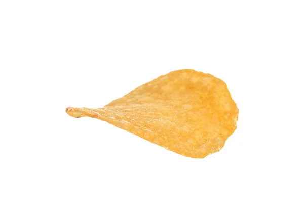 Läckra Krispiga Potatis Chip Vit Bakgrund — Stockfoto