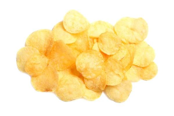 Läckra Krispiga Potatischips Vit Bakgrund — Stockfoto