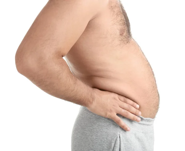 Overweight Man White Background Closeup View — Stock Photo, Image