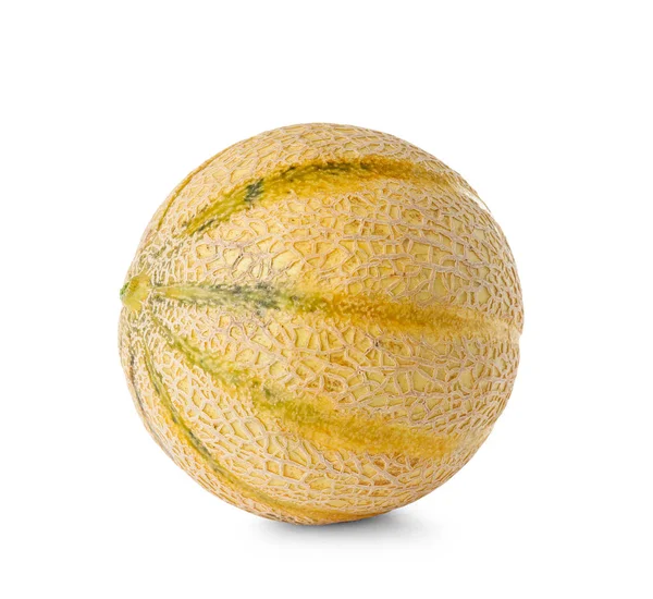 Cały Smaczny Dojrzały Melon Białym Tle — Zdjęcie stockowe