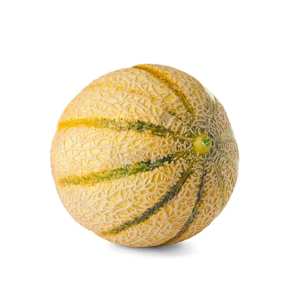 Hela Välsmakande Mogen Melon Vit Bakgrund — Stockfoto