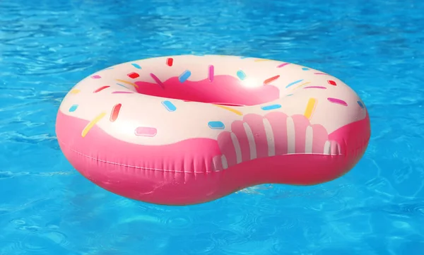 Inflatable Ring Floating Swimming Pool Sunny Day — Stock Photo, Image