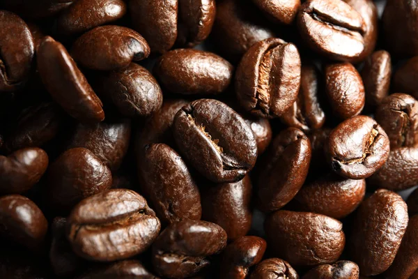 Gebrande Koffiebonen Als Achtergrond Bovenaanzicht — Stockfoto