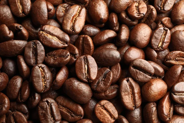Palone Ziarna Kawy Jako Tło Widok Góry — Zdjęcie stockowe