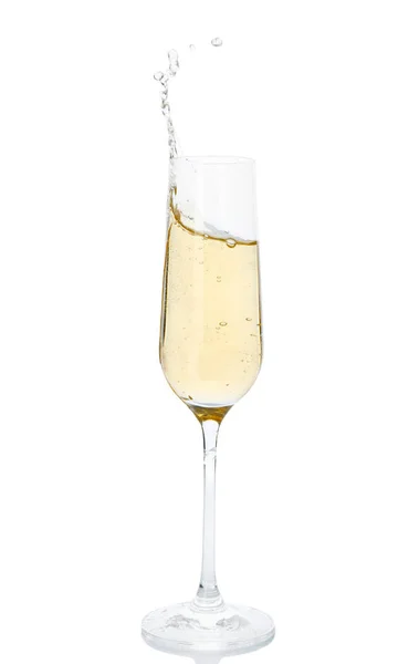Verre Champagne Sur Fond Blanc Boisson Festive — Photo