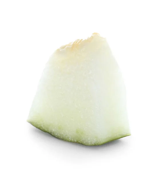 Pezzo Melone Fresco Gustoso Isolato Bianco — Foto Stock