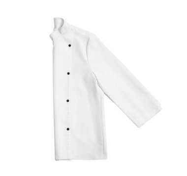Beyaz arka plan üzerinde temiz şefin ceket. Üniformanın parçası
