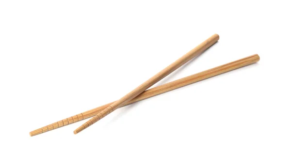 Chopsticks Feitos Bambu Sobre Fundo Branco — Fotografia de Stock