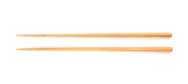 白色背景竹制筷子 顶部视图 — 图库照片
