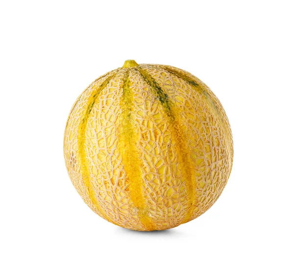Melon Mûr Entier Savoureux Sur Fond Blanc — Photo